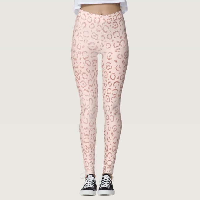 Leggings Impresión de Cheetah de Leopardo Rosa Girly Rosa  (Anverso)
