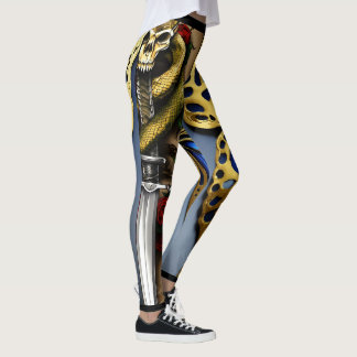 Leggings Impresión de esquema de oro metálico de mariposa a