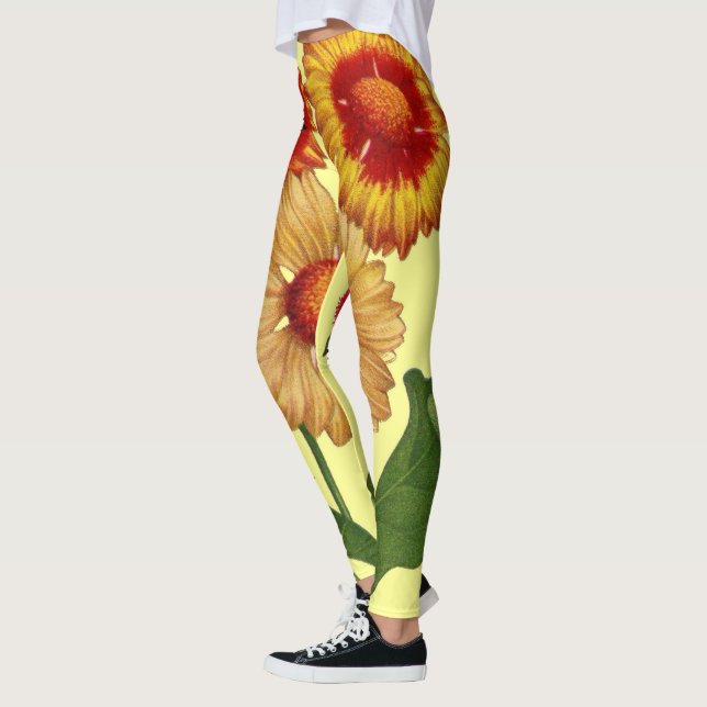 Leggings impresión de flores de gaillardias amarillas (Izquierda)