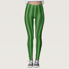 Leggings Impresión de franja vertical verde del bosque de c