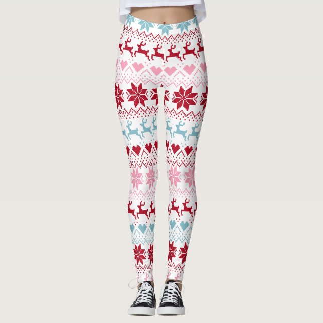 Leggings Impresión De Isla Roja, Azul Y Rosa (Anverso)