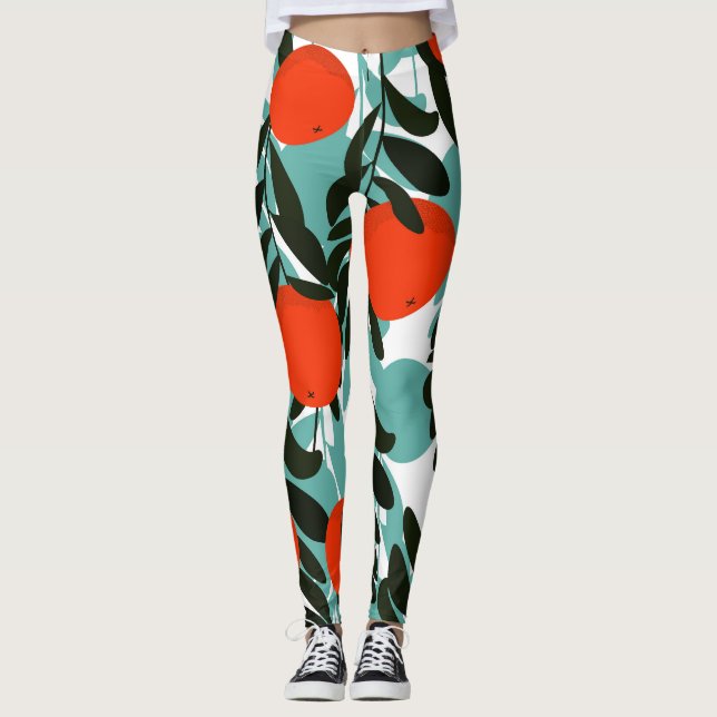 Leggings Impresión de jardín de frutas sin Naranja (Anverso)