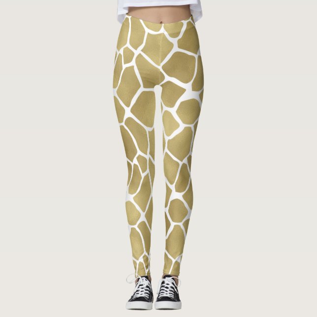 Leggings Impresión de jirafa de oro (Anverso)
