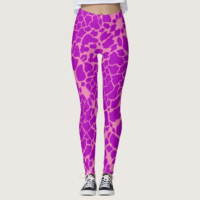 Leggings Impresión de jirafa púrpura (Anverso)