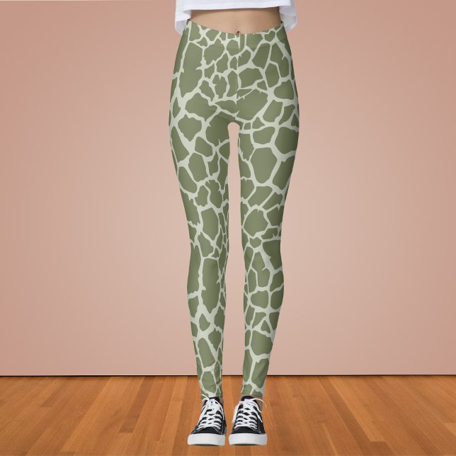 Leggings Impresión de jirafa verde sabio (Subido por el creador)