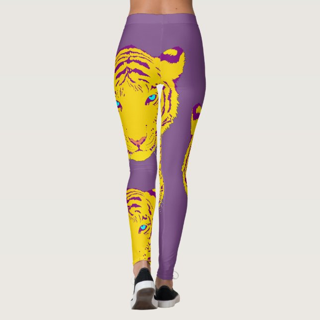 Leggings Impresión de la cabeza del tigre en las polainas (Reverso)