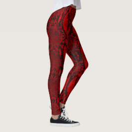 Leggings Impresión de la piel de serpiente roja nueva