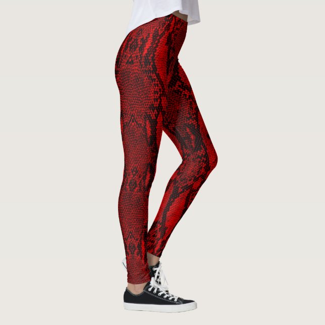 Leggings Impresión de la piel de serpiente roja nueva (Derecha)