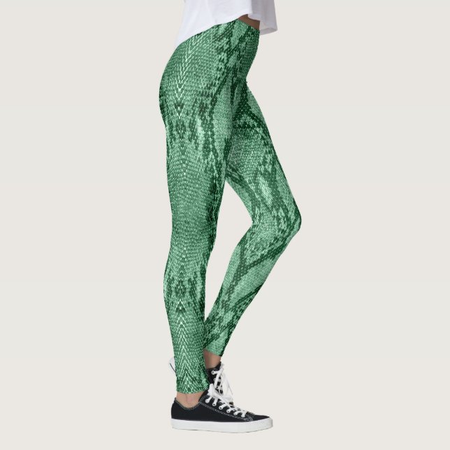 Leggings Impresión de la piel de serpiente verde claro (Derecha)