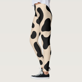 Leggings Impresión de la piel y la vaca negra