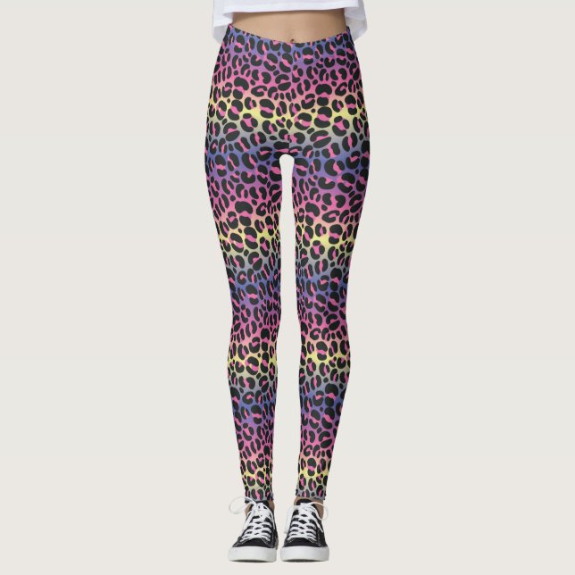 Leggings Impresión de leopardo arco iris (Anverso)