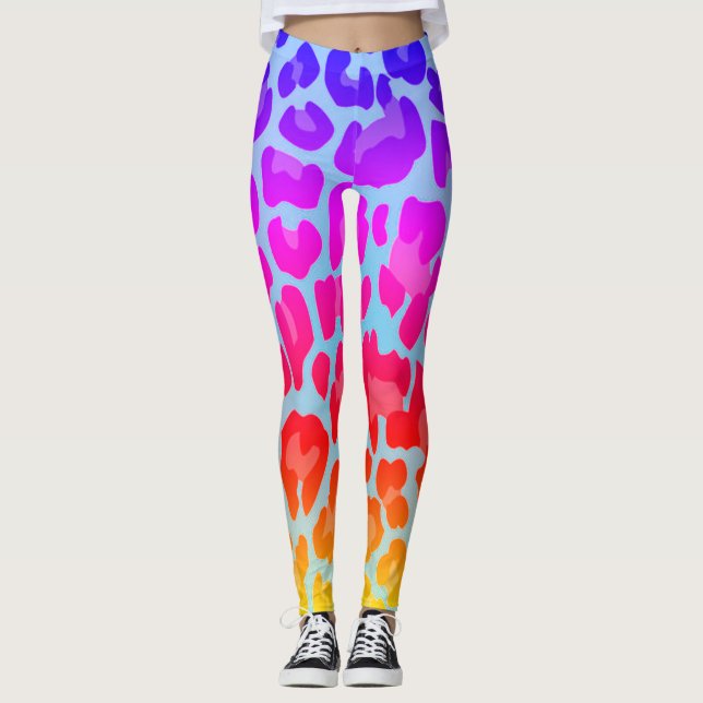 Leggings Impresión de leopardo arco iris (Anverso)