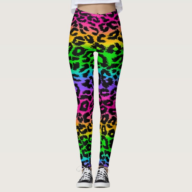 Leggings Impresión de leopardo arco iris (Anverso)
