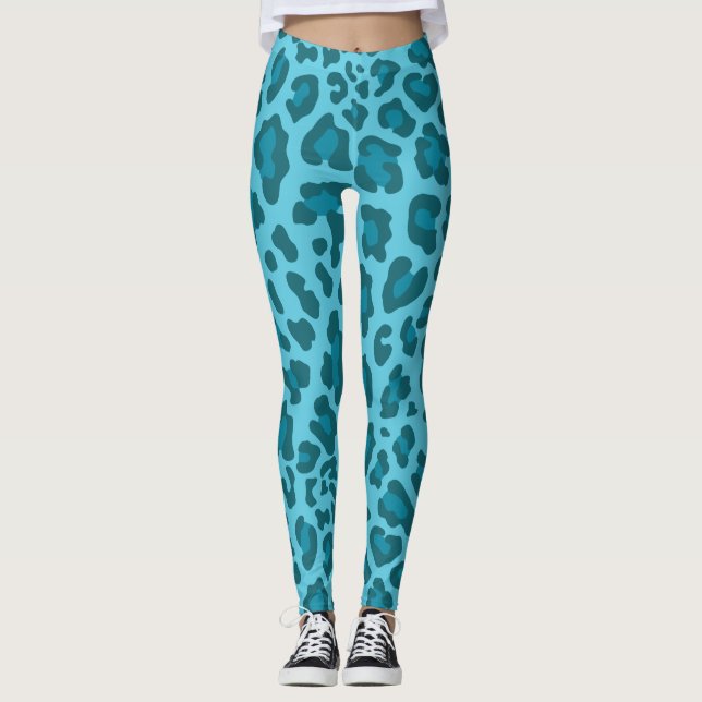 Leggings Impresión de leopardo azul (Anverso)