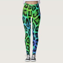 Leggings Impresión de Leopardo Azul Verde