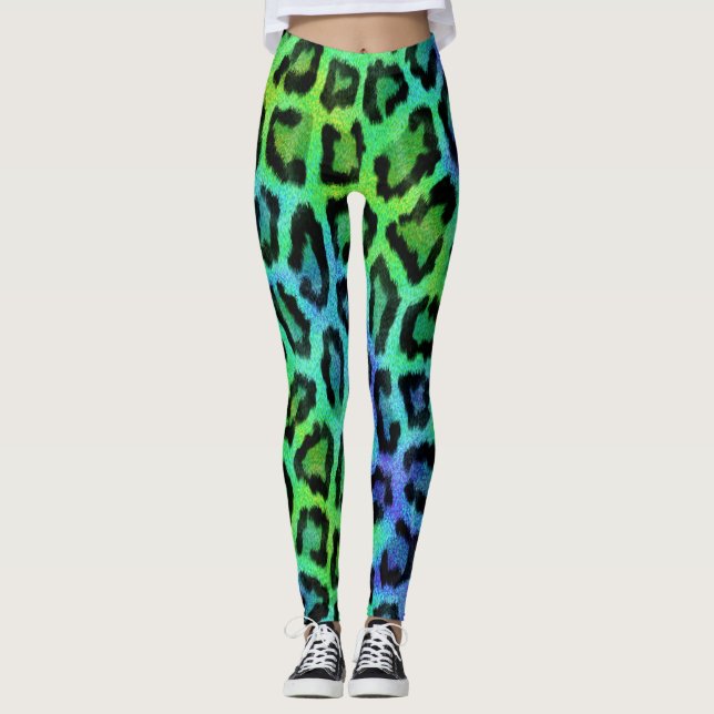 Leggings Impresión de Leopardo Azul Verde (Anverso)