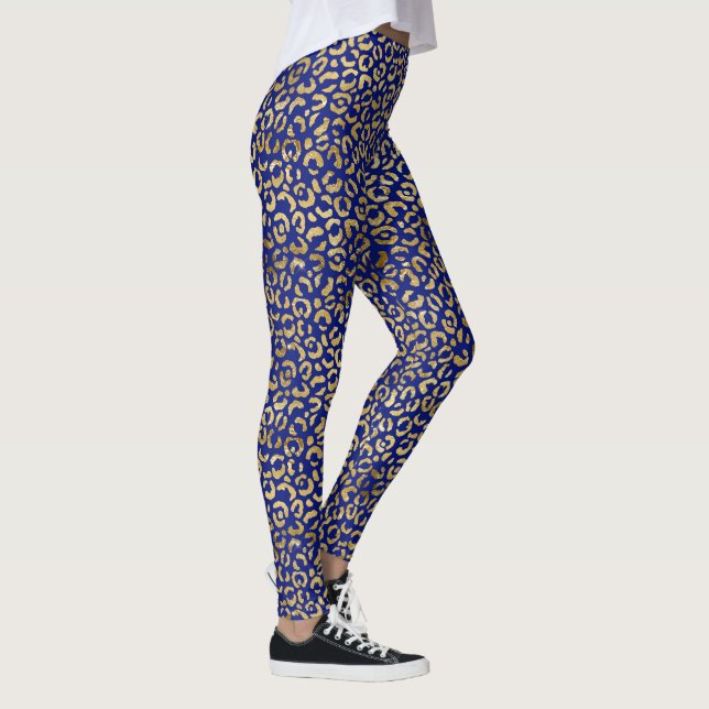 Leggings Impresión de leopardo azul y oro real (Derecha)