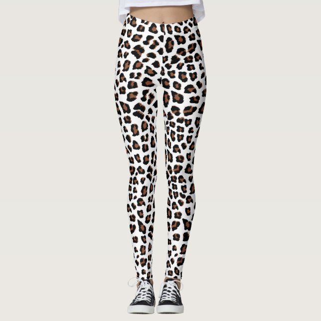 Leggings Impresión de leopardo blanco (Anverso)