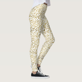 Leggings Impresión de Leopardo Blanco y Oro