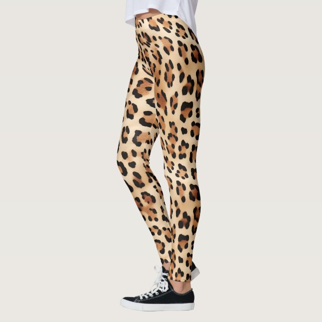 Leggings Impresión de leopardo de crema marrón de moda (Izquierda)