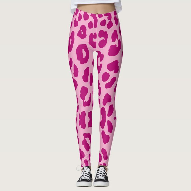 Leggings Impresión de leopardo de Halloween rosa oscuro y c (Anverso)