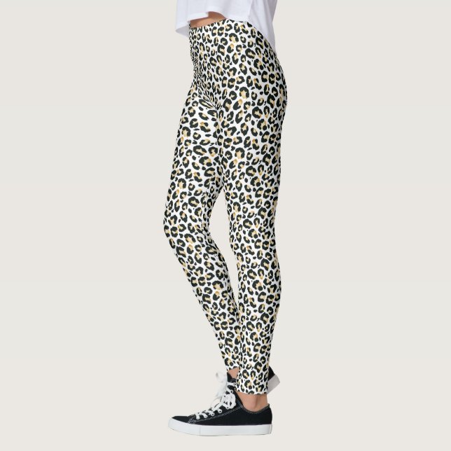 Leggings Impresión de Leopardo de la Nieve Blanca (Izquierda)