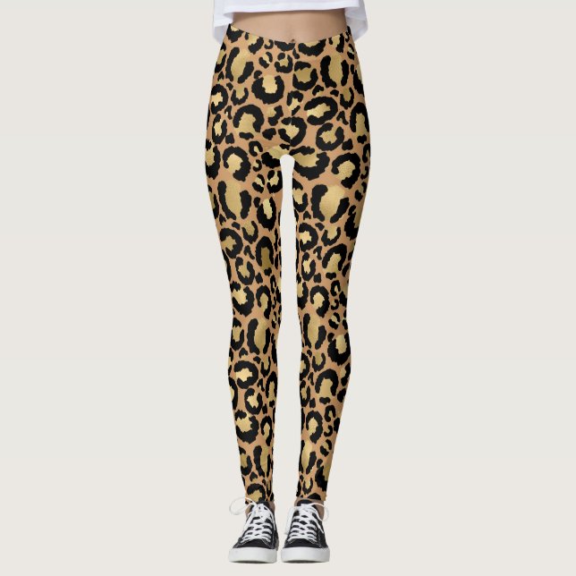 Leggings Impresión de leopardo de moda con Relieve metaliza (Anverso)