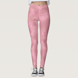 Leggings Impresión de leopardo de oro de color rosa girator