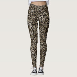 Leggings Impresión de leopardo de oro de oro negro Girly