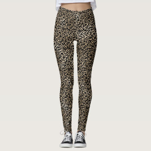 Leggings Impresión de leopardo de oro de oro negro Girly