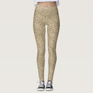 Leggings Impresión de leopardo de Purpurina de oro antiguo