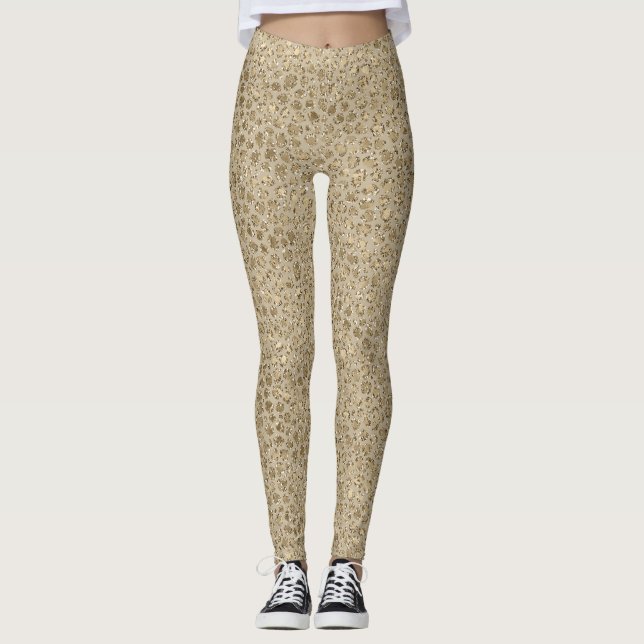 Leggings Impresión de leopardo de Purpurina de oro antiguo  (Anverso)