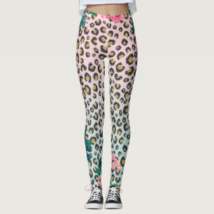 Leggings Impresión de leopardo de Purpurina floral color ro