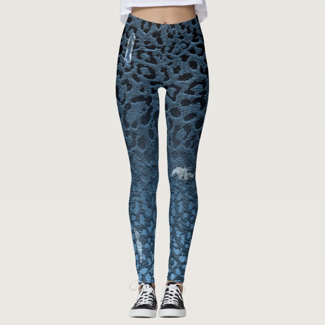 Leggings Impresión de leopardo digital de Ombre Denim Jean  (Anverso)