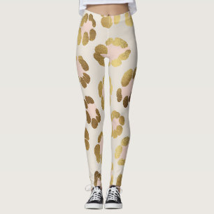 Leggings Impresión de leopardo dorado y rosa pastel Chic An