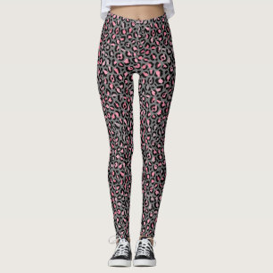 Leggings Impresión de leopardo gris rosado de moda