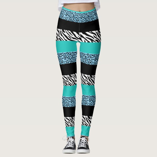 Leggings Impresión de leopardo, impresión de cebra, impresi (Anverso)