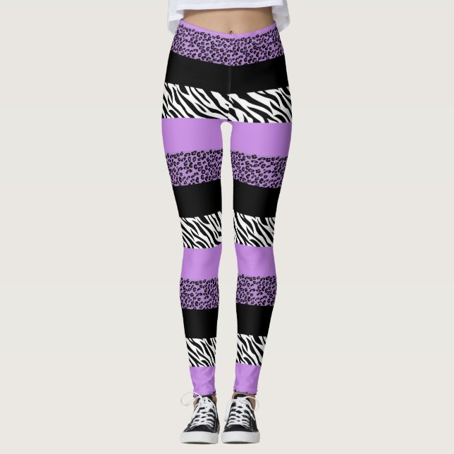 Leggings Impresión de leopardo, impresión de cebra, impresi (Anverso)