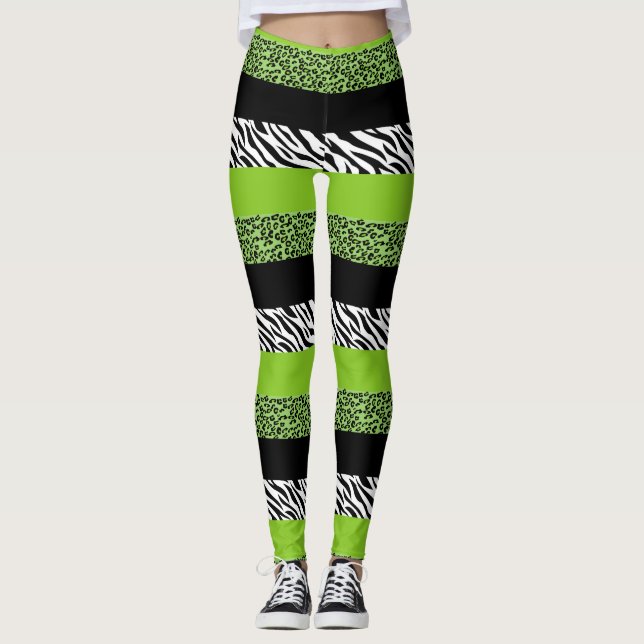 Leggings Impresión de leopardo, impresión de cebra, impresi (Anverso)
