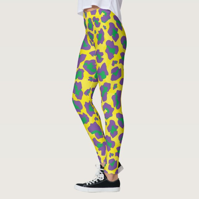 Leggings Impresión de leopardo morado, amarillo y verde (Izquierda)