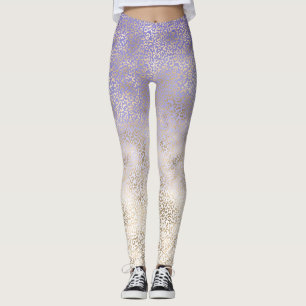 Leggings Impresión de leopardo morado de oro de oro de oro