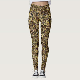 Leggings Impresión de Leopardo Negro de Glam de Oro