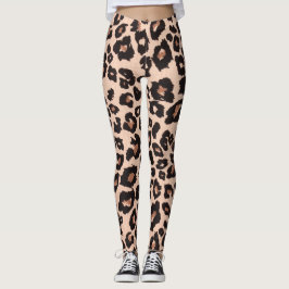 Leggings Impresión de leopardo negro oro abstracto moderno