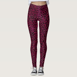 Leggings Impresión de leopardo negro rojo chic