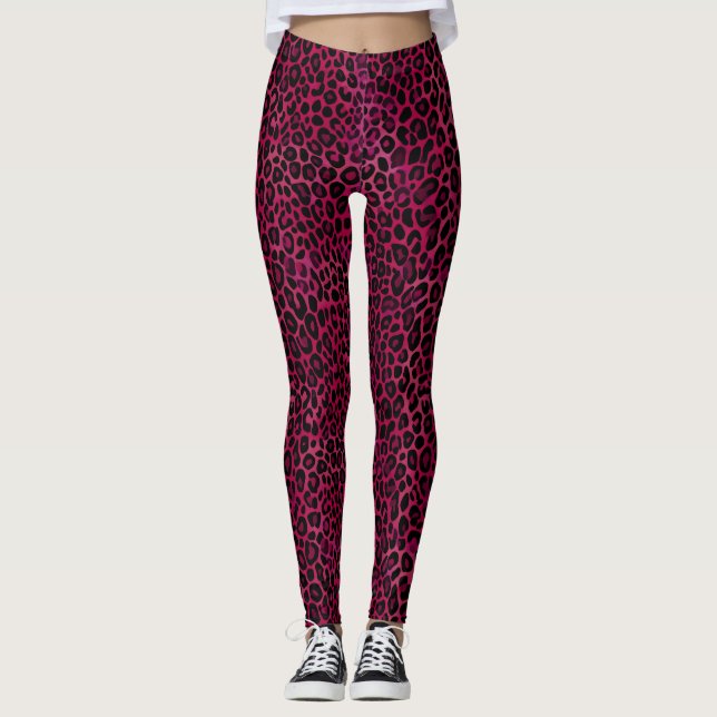 Leggings Impresión de leopardo negro rojo chic (Anverso)