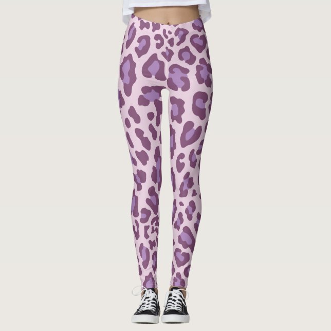 Leggings Impresión de leopardo púrpura (Anverso)