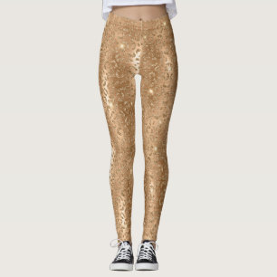 Leggings Impresión de leopardo Purpurina de oro de Glam