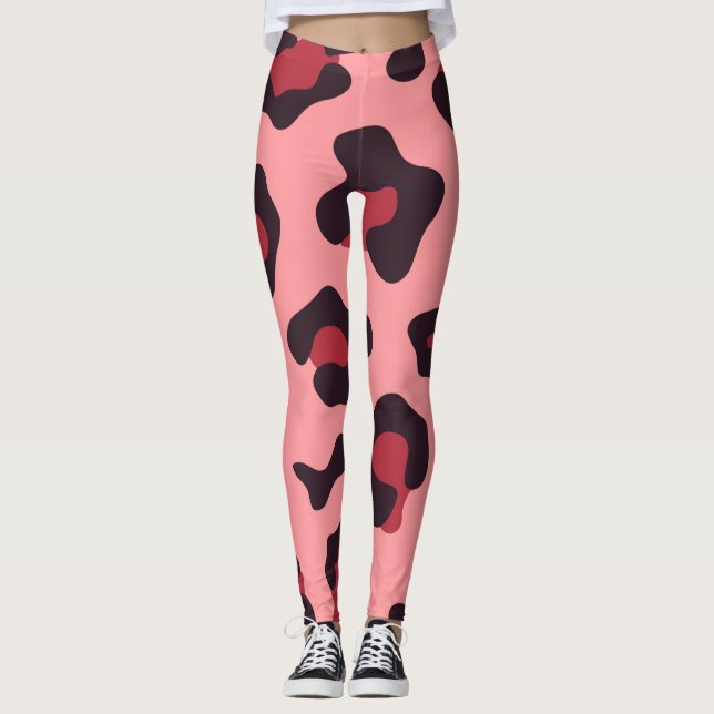 Leggings Impresión de leopardo rosa (Anverso)