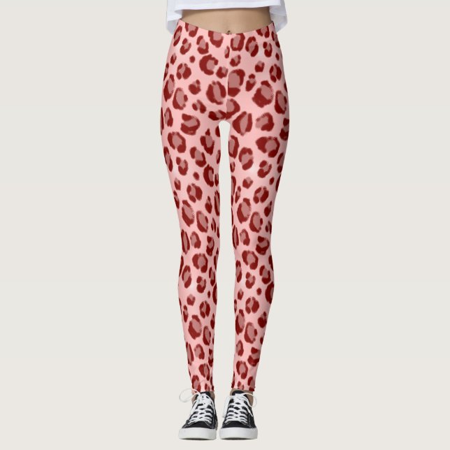 Leggings Impresión de leopardo rosa (Anverso)