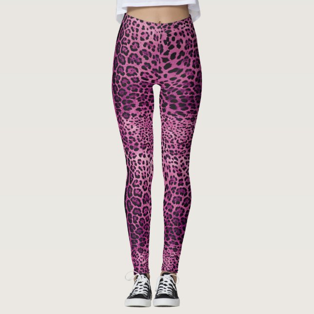 Leggings Impresión de leopardo rosa (Anverso)